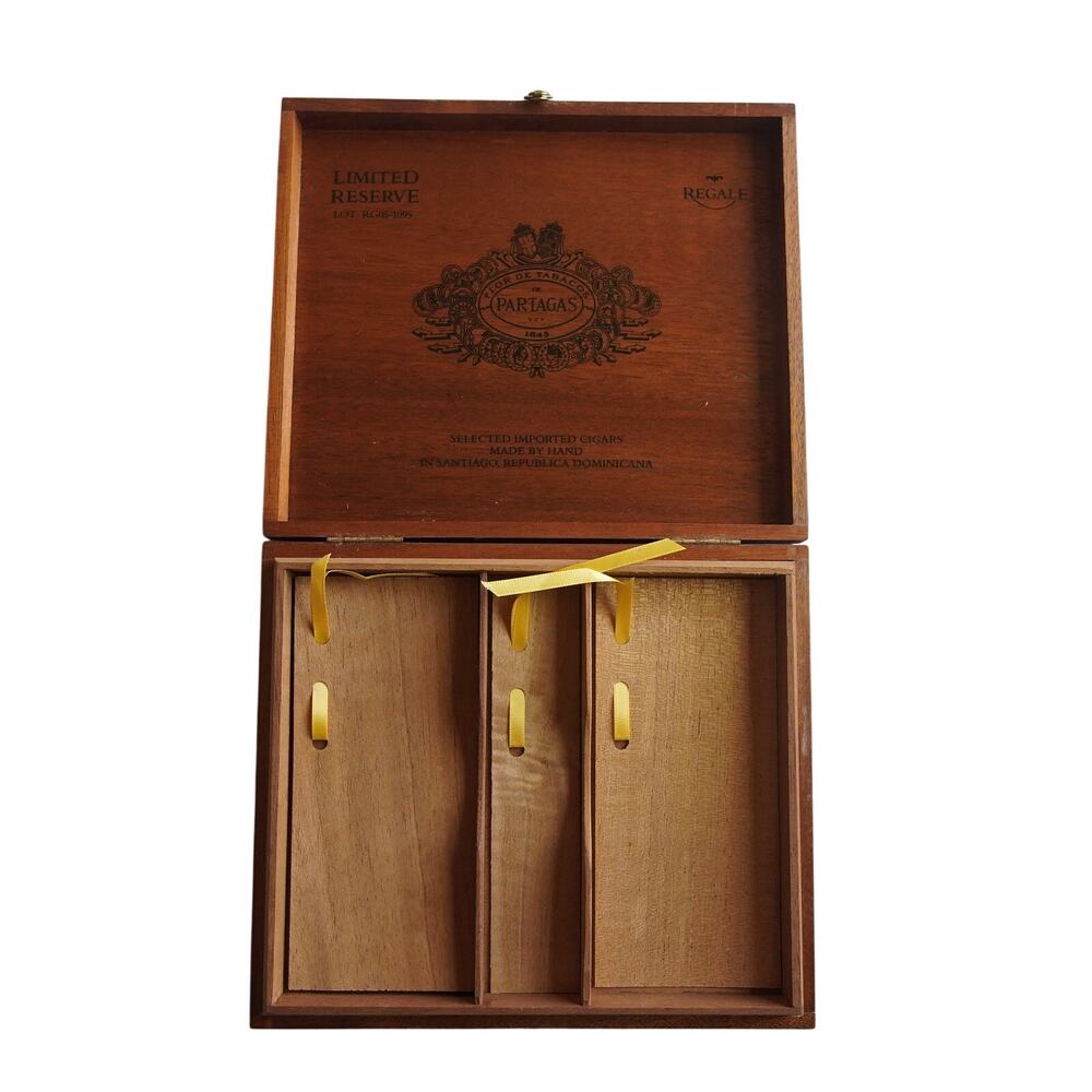 Partagas Limited Reserve Regale Empty Wooden Cigar Box Tray Vintage Decor